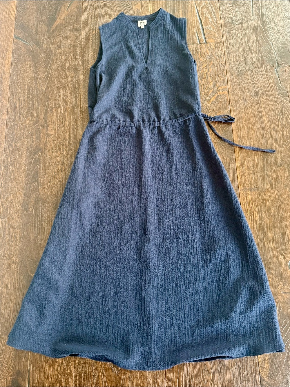 Anne Klein Navy Sleeveless Tie-Waist Midi Dress